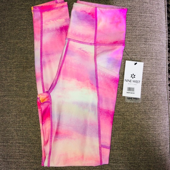 Nine West Other - Nine West Pink & Orange Watercolor Leggings